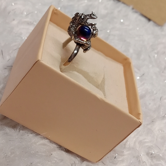 5 for $10 Handmade Silver Tone Incandescent Ball Dragon Ring Size 8 - Picture 3 of 11
